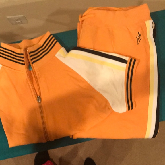 Orange with side stripe jogging suit - Picture 1 of 7